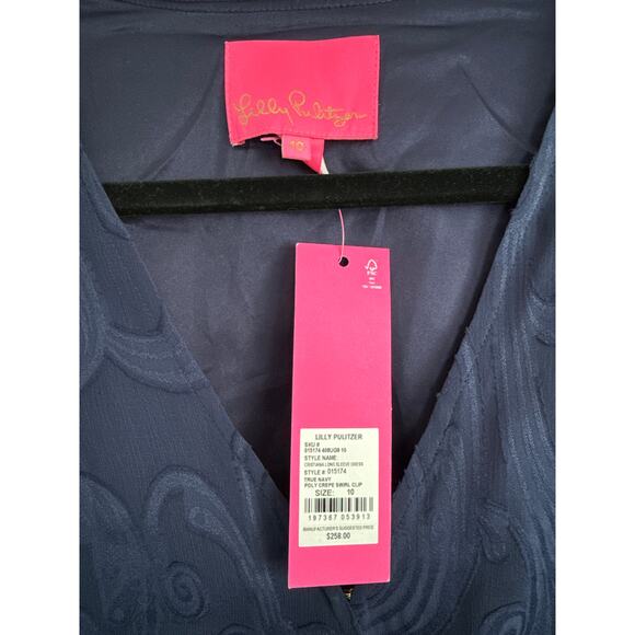 Lilly Pulitizer Sz 10 Christina True Navy Poly Crepe Swirl | NWT - Picture 8 of 9